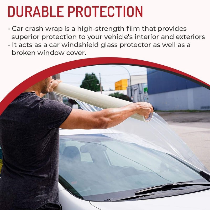 HITECH Collision Crash Wrap, 36" X 100' X 3 MIL, Wreck Wrap for Damaged Vehicles, Super Sticky Adhesive, Automotive Crash Protection Film, Clean Removal (1 Pack) - Image 3